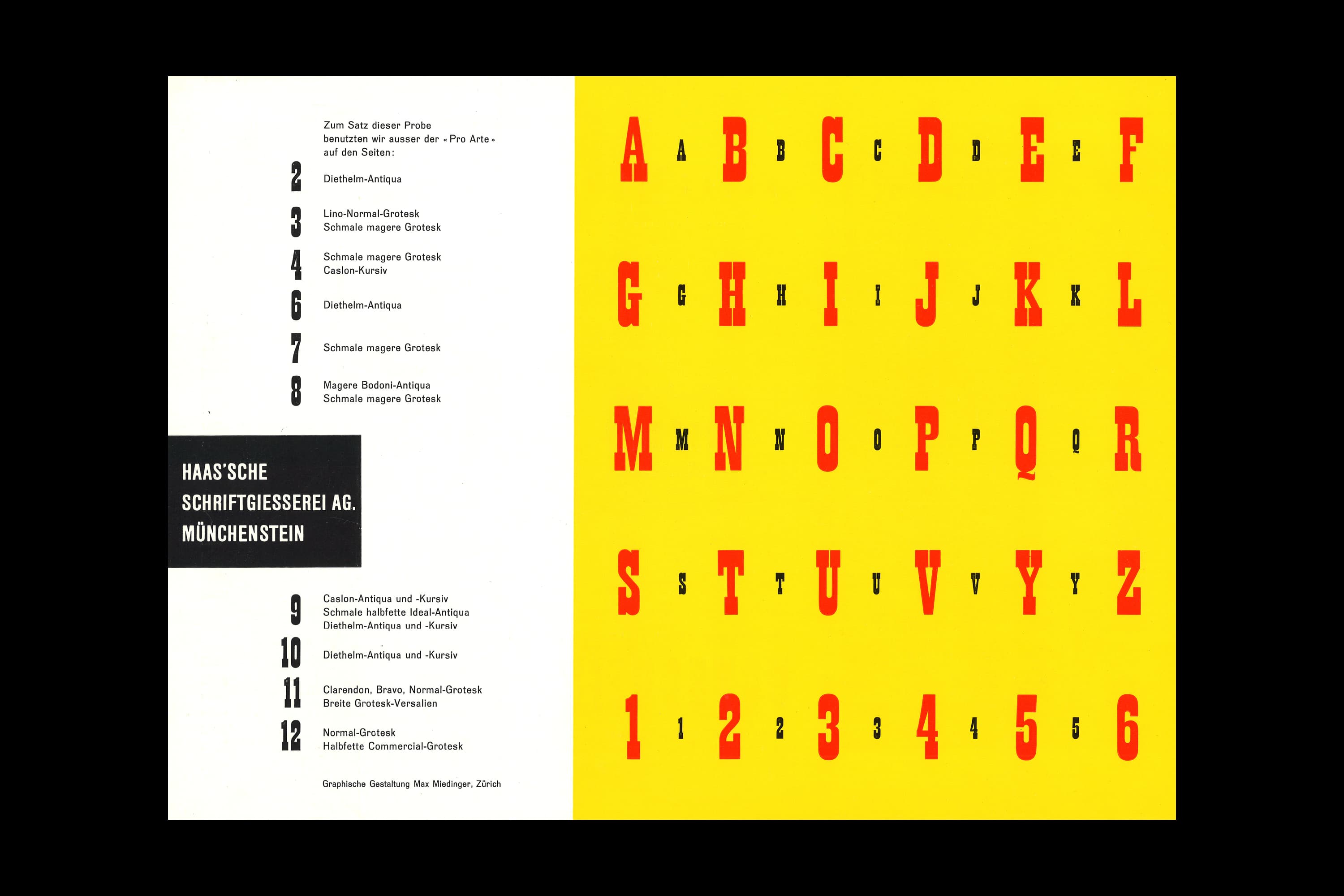 Pro Arte, Max Miedinger, Haas Foundry, 1954. Image courtesy: Basler Papierm&uuml;hle. Schweizerisches Museum f&uuml;r Papier, Schrift und Druck